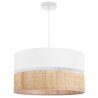 Lampa sufitowa wisząca RATTAN, okrągły podwójny abażur, rattanowy, biało-beżowy, do kuchni i salonu