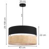 Lampa sufitowa wisząca RATTAN, podwójny abażur boho z rattanu, czarno-beżowy, okrągły, nad stół, E27