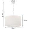 Lampa wisząca sufitowa JUTA, duży jutowy abażur w białym kolorze, boho, do salonu, jadalni, 40cm