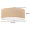 Lampa sufitowa plafon boho JUTA, naturalny jutowy abażur 40cm, okrągły, do sypialni, salonu, przedpokoju