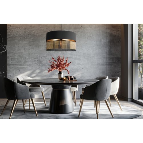 Lampa sufitowa wisząca czarna ASTI, podwójny ażurowy abażur, nad stół do jadalni, salonu, do sypialni