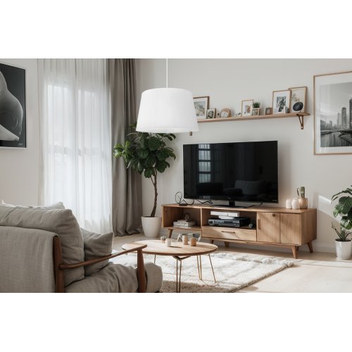 Lampa sufitowa wisząca stożek GAJA, biały abażur, do kuchni, jadalni, salonu, pojedynczy, 44cm, E27