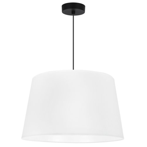 Lampa sufitowa wisząca biała GAJA, żyrandol z bawełnianym abażurem, duży stożek nad stół, wyspę