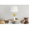 Lampa sufitowa wisząca z abażurem ecru GAJA, stożek, styl klasyczny, do kuchni, jadalni, salonu, 44cm