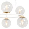 Lampa sufitowa wisząca AURA, nowoczesny glamour, biało-złoty żyrandol ring ze szklanymi kulami