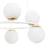 Lampa sufitowa wisząca żyrandol AURA, biała obręcz ze złotymi akcentami, szklane kule, styl loft