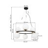 Lampa sufitowa wisząca AURA, czarno-złota konstrukcja, białe szklane kule, styl nowoczesny