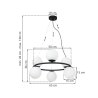 Lampa sufitowa wisząca AURA, czarna, żyrandol typu ring, sześć białych szklanych kloszy, E14