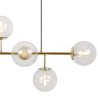 Lampa sufitowa wisząca SIENA, złoty długi żyrandol ze szklanymi kloszami w kształcie kuli, 6 źródeł