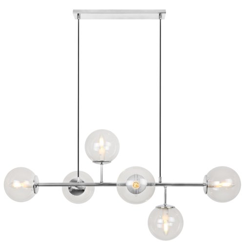 Lampa sufitowa wisząca żyrandol SIENA, chromowany, bezbarwne szklane kule, nowoczesny, loft