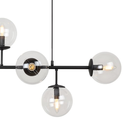 Lampa sufitowa wisząca żyrandol SIENA, kolor czarny, przezroczyste szklane kule, styl nowoczesny