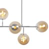 Lampa sufitowa wisząca żyrandol SIENA, listwa chrom, miodowe kule, nad stół do salonu i jadalni
