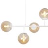 Lampa sufitowa wisząca żyrandol SIENA, biała listwa, sześć szklanych kloszy w kolorze topazowym