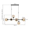 Lampa sufitowa wisząca żyrandol SIENA, czarna listwa, miodowe klosze, styl molekularny, loft