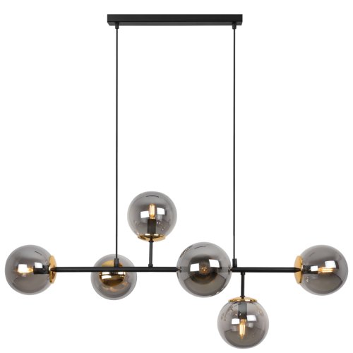 Lampa sufitowa wisząca żyrandol SIENA, czarno-złoty, do kuchni i jadalni, grafitowe szklane kule