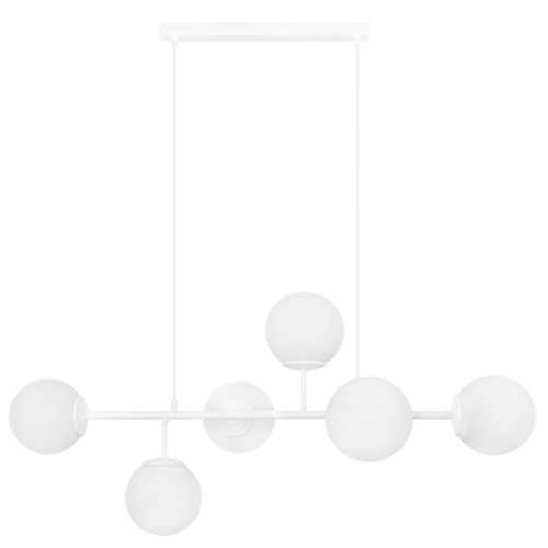 Lampa sufitowa wisząca SIENA, biała, żyrandol molekularny ze szklanymi kloszami, nowoczesny