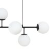 Lampa sufitowa wisząca SIENA, długi czarny żyrandol z białymi szklanymi kulami, styl loft, 6 źródeł