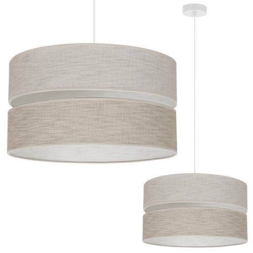 Lampa sufitowa wisząca LEN, żyrandol z abażurem duo, kolor jasnobeżowy, styl boho, 40cm