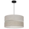 Lampa wisząca sufitowa LEN, duży lniany żyrandol z beżowym okrągłym abażurem 40cm, gwint E27