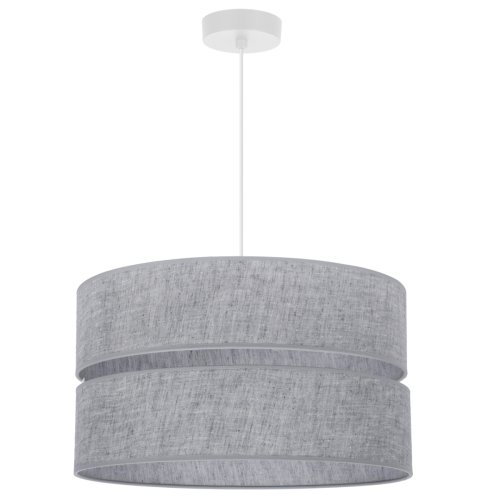 Lampa sufitowa wisząca żyrandol LEN, duży szary abażur o podwójnej konstrukcji, do salonu i kuchni