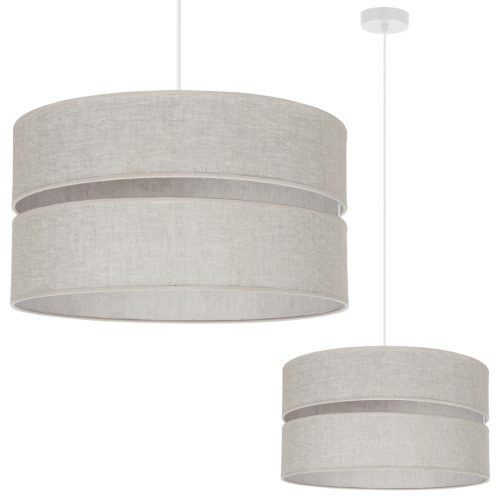 Lampa sufitowa wisząca LEN, żyrandol jasnobeżowy 40cm, naturalna tkanina lniana, styl boho