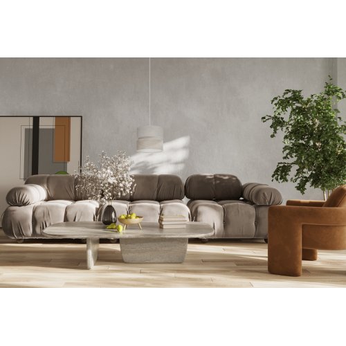 Lampa wisząca sufitowa LEN, beżowy żyrandol z okrągłym abażurem z lnu, styl boho, średnica 20cm