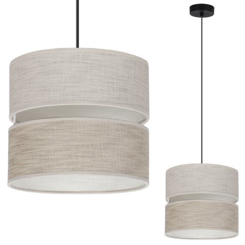 Lampa sufitowa wisząca żyrandol LEN, pojedynczy abażur w beżowym kolorze, nad stół i wyspę