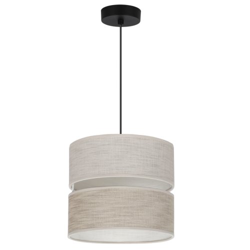 Lampa sufitowa wisząca żyrandol LEN, pojedynczy abażur w beżowym kolorze, nad stół i wyspę