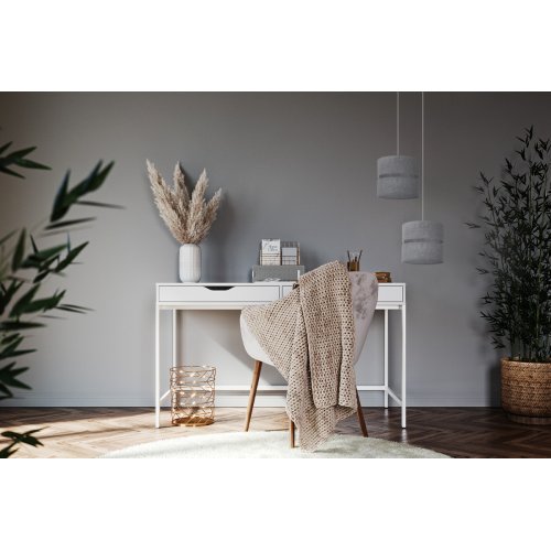 Lampa sufitowa wisząca LEN, żyrandol z abażurem duo, tkanina lniana, kolor szary, do sypialni, E27