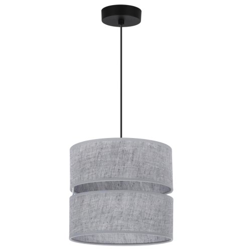 Lampa sufitowa wisząca LEN, żyrandol z szarym abażurem z lnianej tkaniny, naturalny, do pokoju