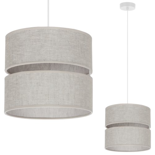 Lampa sufitowa wisząca LEN, podwójny abażur w kolorze jasnobeżowym, pojedynczy, do kuchni i salonu