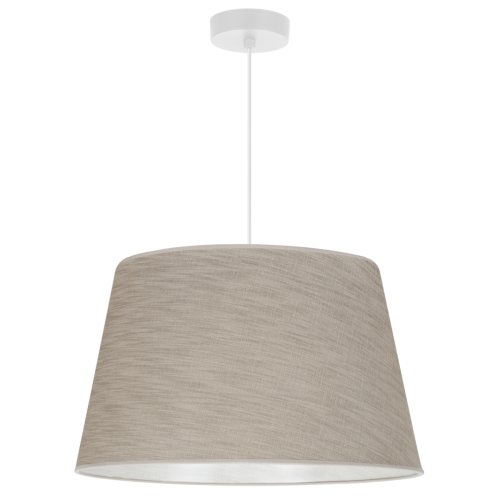 Lampa sufitowa wisząca z dużym abażurem LEN, beżowy żyrandol do jadalni, sypialni, pokoju