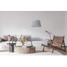Lampa sufitowa wisząca z abażurem LEN, żyrandol z naturalnym szarym abażurem 44cm, klasyczny