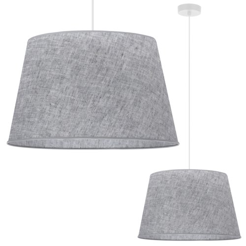 Lampa sufitowa wisząca z abażurem LEN, żyrandol z naturalnym szarym abażurem 44cm, klasyczny