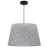Lampa sufitowa wisząca żyrandol LEN, szara lniana tkanina, duży abażur w kształcie stożka, E27