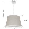 Lampa sufitowa wisząca LEN, żyrandol z abażurem, jasny beż, tkanina lniana, duży stożek, 44cm