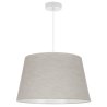 Lampa sufitowa wisząca LEN, żyrandol z abażurem, jasny beż, tkanina lniana, duży stożek, 44cm