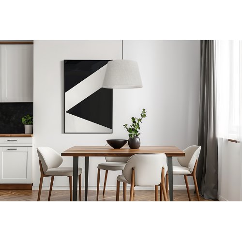 Lampa sufitowa wisząca żyrandol LEN, jasnobeżowy lniany naturalny abażur, do salonu, kuchni, sypialni