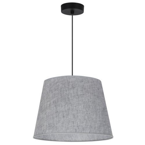 Lampa sufitowa wisząca żyrandol LEN, stożkowy okrągły abażur w kolorze szarym, styl boho, 38cm