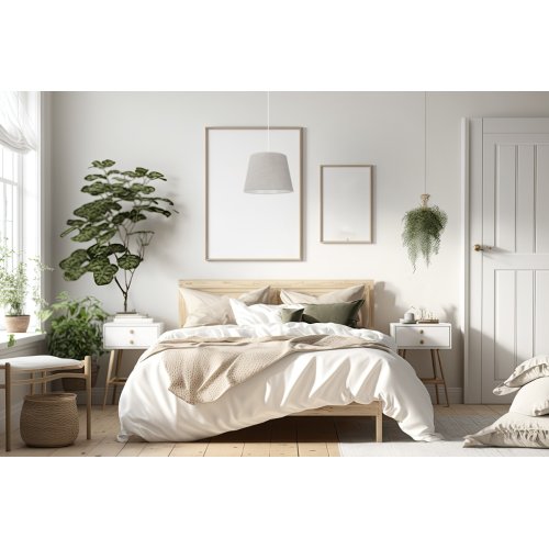 Lampa sufitowa wisząca LEN, pojedyncza, stożkowy abażur z lnu, klasyczny, do kuchni i jadalni