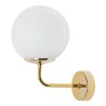Lampa ścienna typu kinkiet SIENA, złota konstrukcja, biała szklana kula, styl nowoczesny glamour