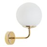 Lampa ścienna typu kinkiet SIENA, złota konstrukcja, biała szklana kula, styl nowoczesny glamour