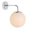Kinkiet ścienny SIENA, chromowana lampa z białym kloszem w kształcie kuli, do salonu i sypialni