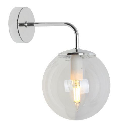 Lampa ścienna typu kinkiet, SIENA, srebrny chrom, przezroczysty szklany klosz, do jadalni, kuchni