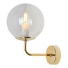 Lampa ścienna typu kinkiet, SIENA, złota konstrukcja, bezbarwna szklana kula, pojedyncza, 15cm