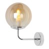 Kinkiet ścienny SIENA, chromowana lampa z miodowym kloszem w kształcie kuli, do łazienki, salonu