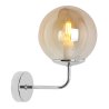 Kinkiet ścienny SIENA, chromowana lampa z miodowym kloszem w kształcie kuli, do łazienki, salonu