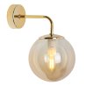 Kinkiet ścienny SIENA, pojedynczy, złota konstrukcja, topazowy szklany klosz kula 15cm