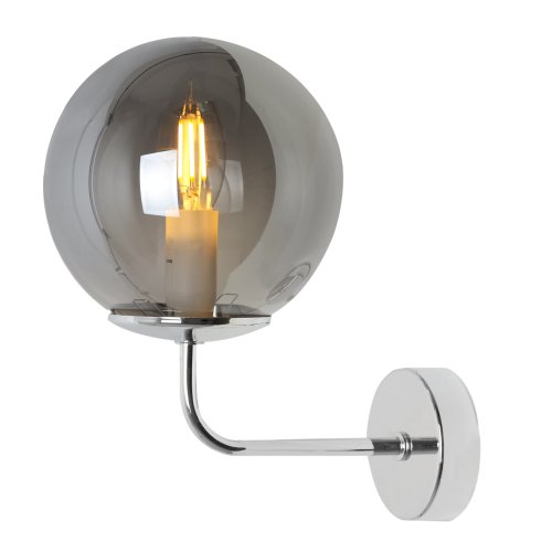 Lampa ścienna typu kinkiet, SIENA, srebrny chrom, grafitowa kula, pojedyncza, gwint E14
