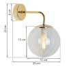 Lampa ścienna typu kinkiet, SIENA, złota konstrukcja, bezbarwna szklana kula, pojedyncza, 15cm